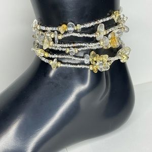 Clear Quartz & Citrine Crystal Anklet